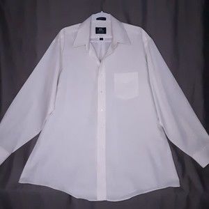 Stafford Shirt Wrinkle-Free Broadcloth Cream Button Up Shirt Size 17 35